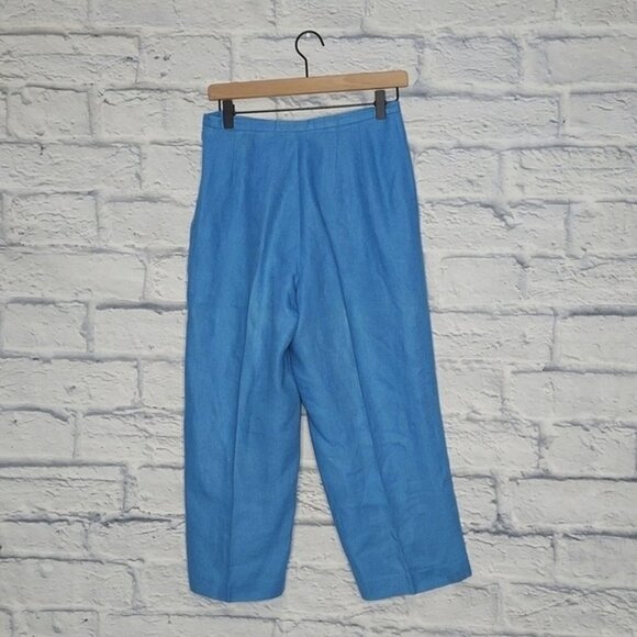 TALBOTS Irish linen Womens Blue cropped pants Sz 8 - Picture 6 of 8